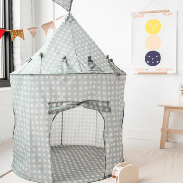 3 Sprouts - Children's Play Tent - Gingham Blue