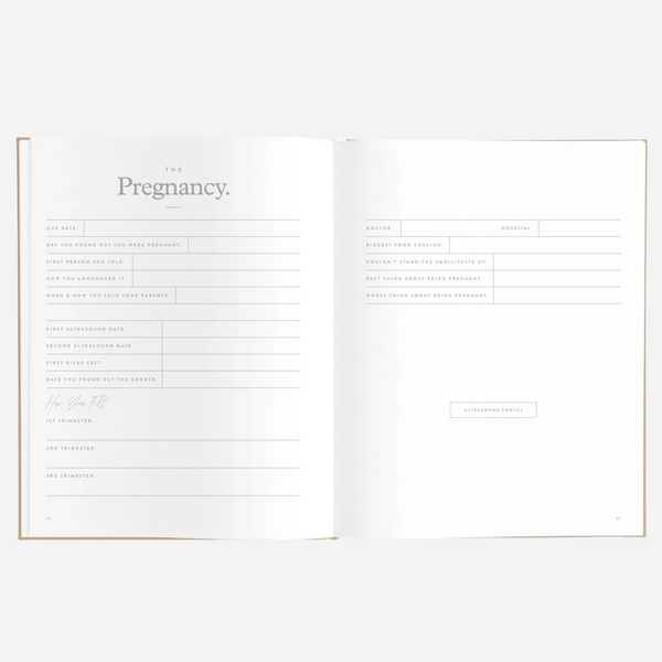 Fox & Fallow - Gold-Foil Linen Baby Book with Box- Biscuit