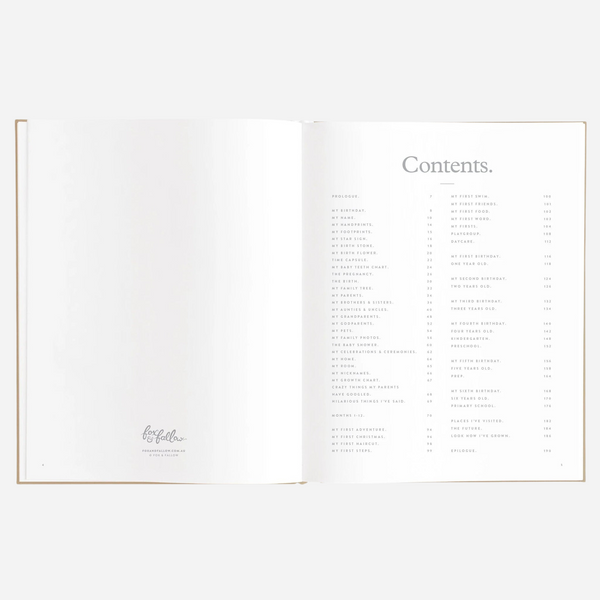 Fox & Fallow - Gold-Foil Linen Baby Book with Box- Biscuit
