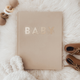Fox & Fallow - Gold-Foil Linen Baby Book with Box- Biscuit