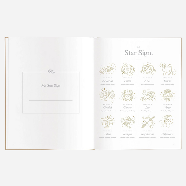 Fox & Fallow - Gold-Foil Linen Baby Book with Box- Biscuit