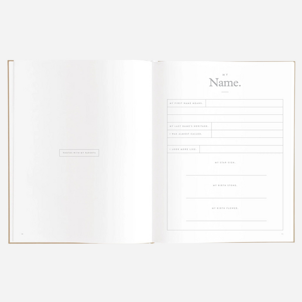 Fox & Fallow - Gold-Foil Linen Baby Book with Box- Biscuit