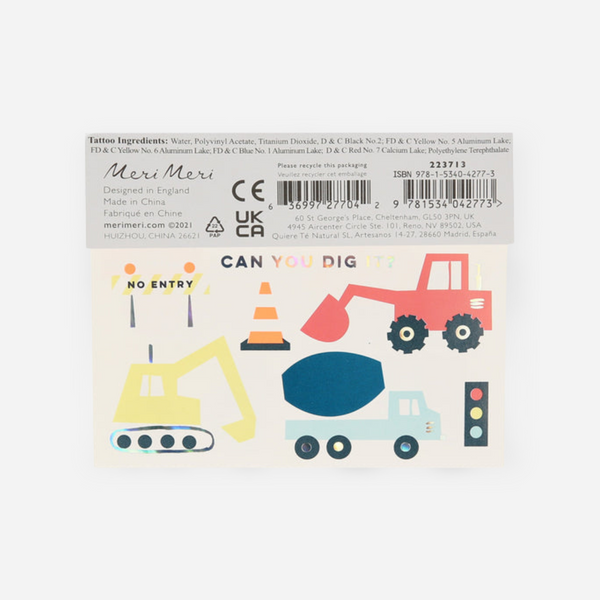 Meri Meri - Construction Tattoos - 2 Pack