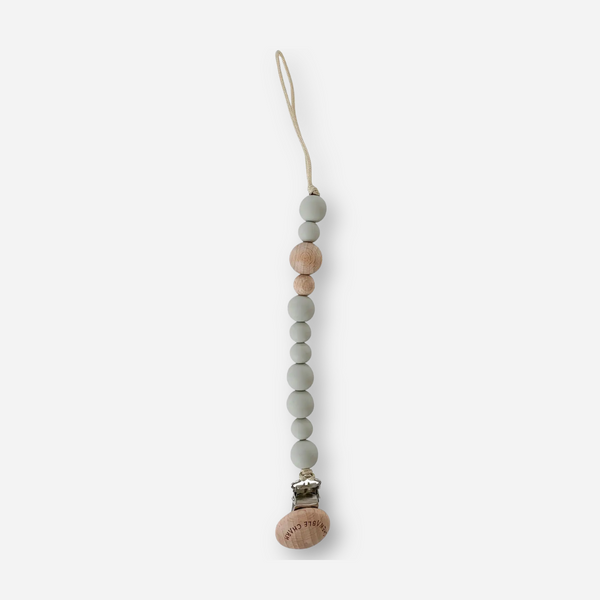 Chewable Charm - Classic Pacifier Clip - Wood + Grey