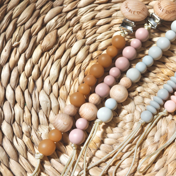 Chewable Charm - Classic Pacifier Clip - Wood + Natural Heava Rubber