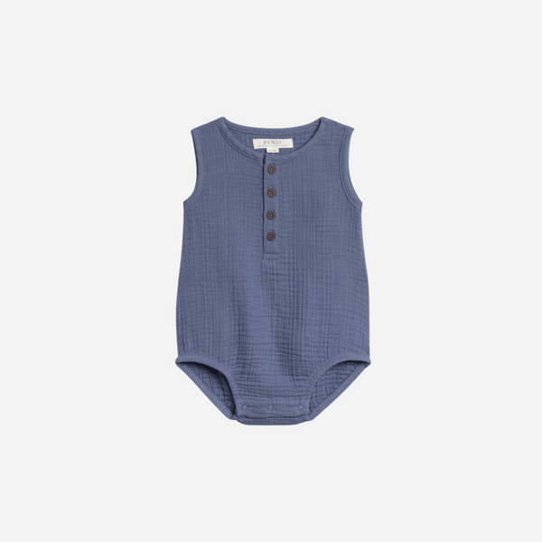 Colored Organics - Bowie Muslin Bubble Romper Marino