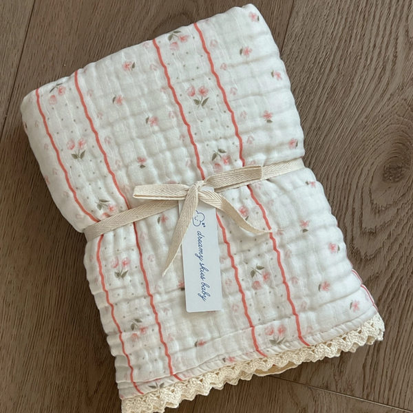 Dreamy Skies Baby - Blush Meadow 6 Layer Gauze Blanket