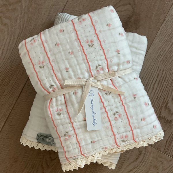 Dreamy Skies Baby - Blush Meadow 6 Layer Gauze Blanket