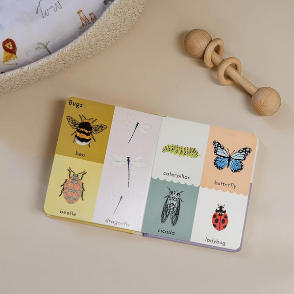 First Words Board Book with Embroidered Friends