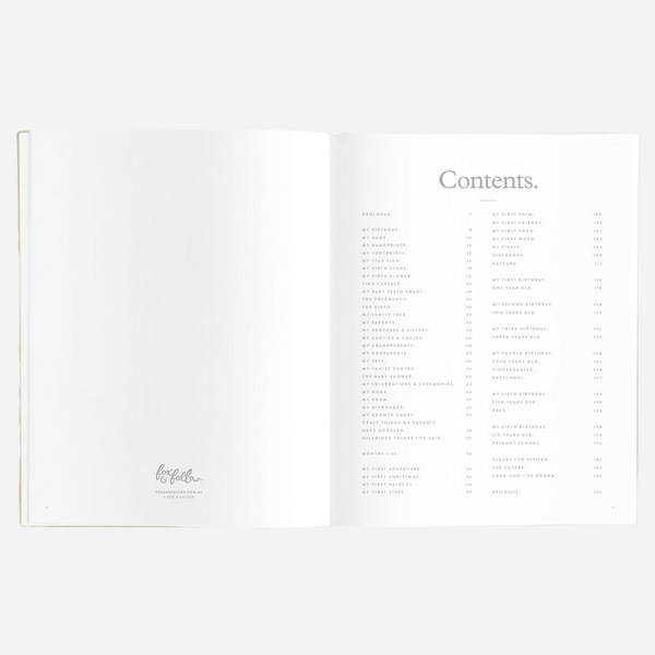 Fox & Fallow - Gold-Foil Linen Baby Book with Box - Pistachio