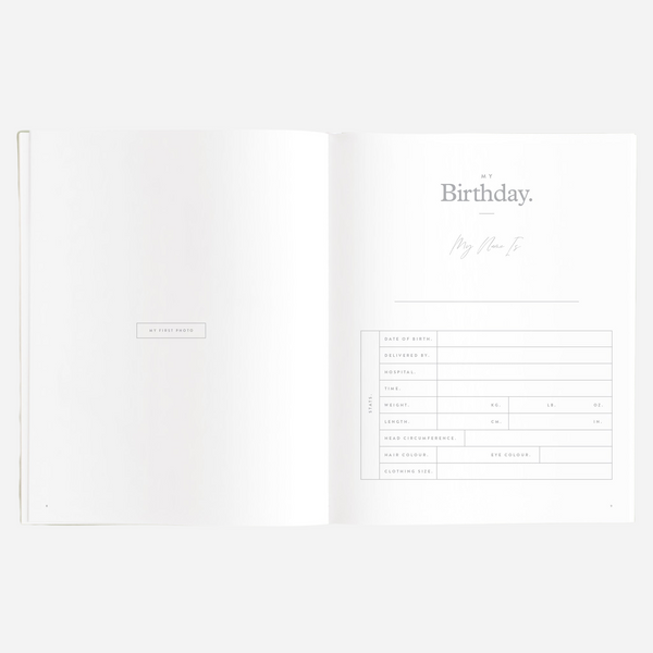 Fox & Fallow - Gold-Foil Linen Baby Book with Box - Pistachio