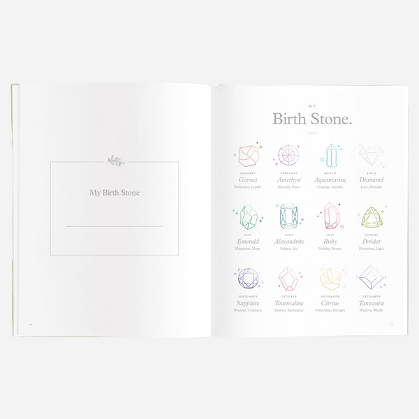 Fox & Fallow - Gold-Foil Linen Baby Book with Box - Pistachio