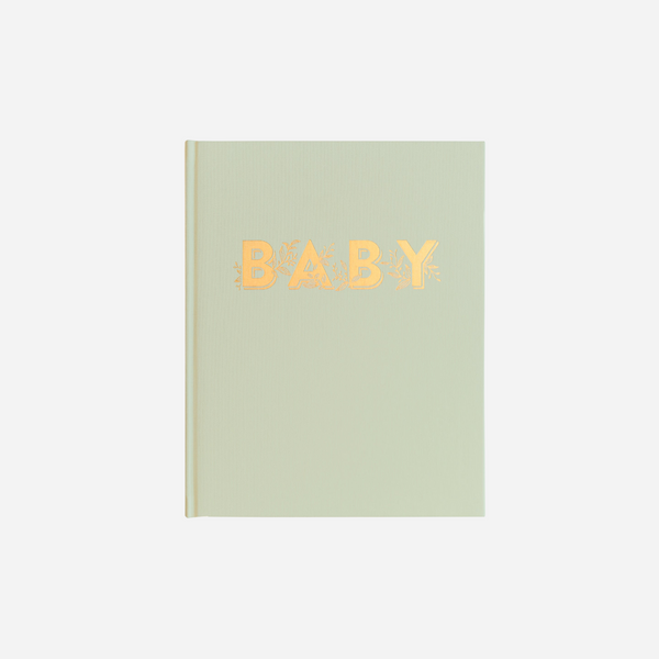 Fox & Fallow - Gold-Foil Linen Baby Book with Box - Pistachio