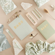 Fox & Fallow - Gold-Foil Linen Baby Book with Box - Pistachio
