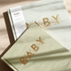 Fox & Fallow - Gold-Foil Linen Baby Book with Box - Pistachio