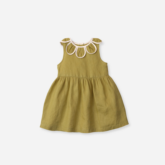 Gingersnaps - Baby Girls Linen Dress with Petal Collar