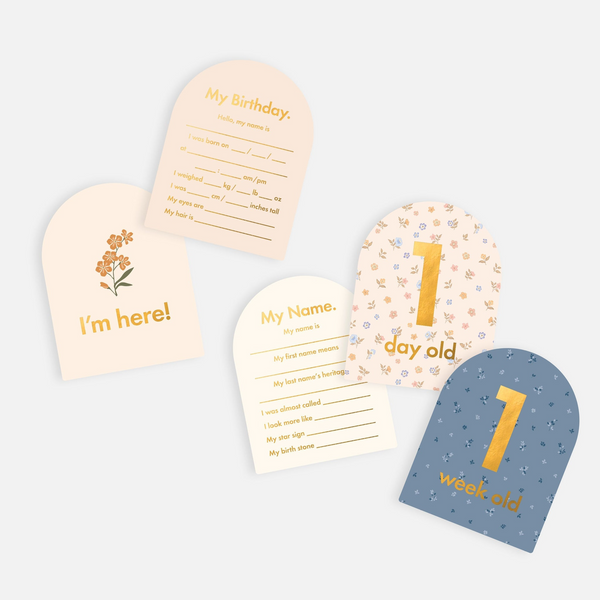 Fox & Fallow - Gold-Foil Baby Milestone Cards - Broderie