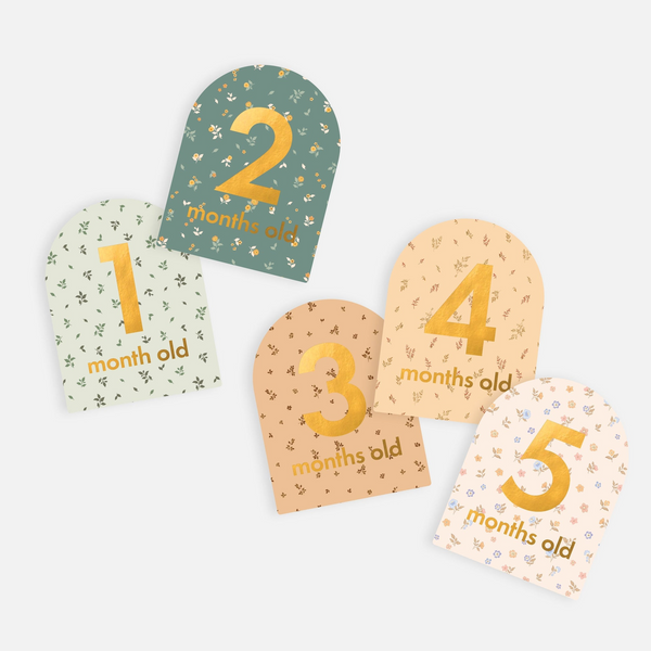 Fox & Fallow - Gold-Foil Baby Milestone Cards - Broderie