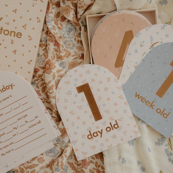 Fox & Fallow - Gold-Foil Baby Milestone Cards - Broderie