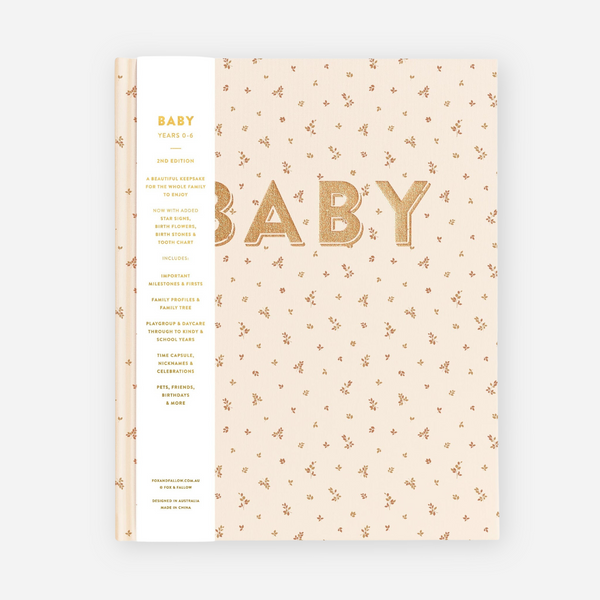 Fox & Fallow - Gold-Foil Linen Baby Book with Box - Broderie