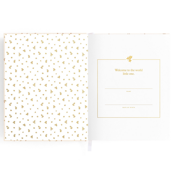 Fox & Fallow - Gold-Foil Linen Baby Book with Box - Broderie