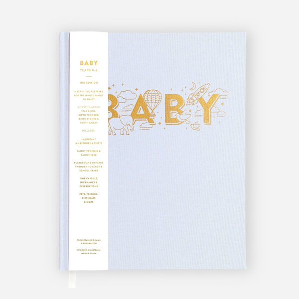 Fox & Fallow - Gold-Foil Linen Baby Book with Box - Powder