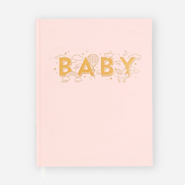 Fox & Fallow - Gold-Foil Linen Baby Book - Rose Boxed