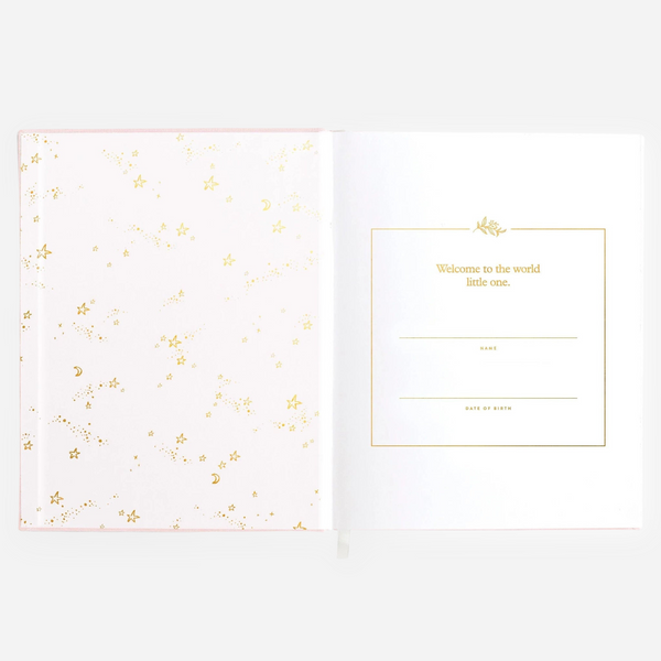 Fox & Fallow - Gold-Foil Linen Baby Book - Rose Boxed