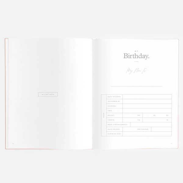 Fox & Fallow - Gold-Foil Linen Baby Book - Rose Boxed