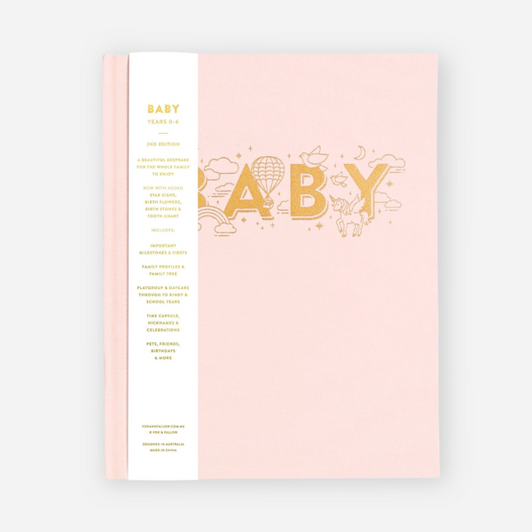 Fox & Fallow - Gold-Foil Linen Baby Book - Rose Boxed