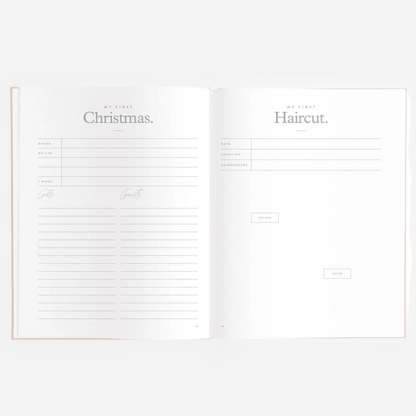 Fox & Fallow - Gold-Foil Linen Baby Book - Rose Boxed