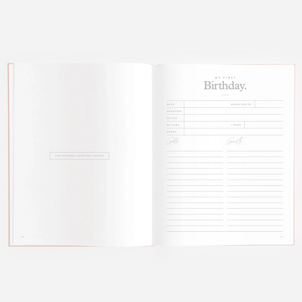 Fox & Fallow - Gold-Foil Linen Baby Book - Rose Boxed
