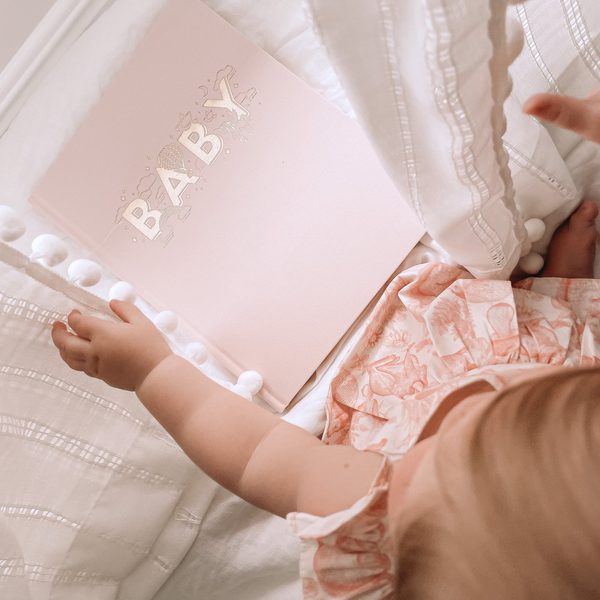 Fox & Fallow - Gold-Foil Linen Baby Book - Rose Boxed