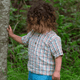 Little Green Radicals - Checked Seersucker Loose Short Sleeve Henley Top