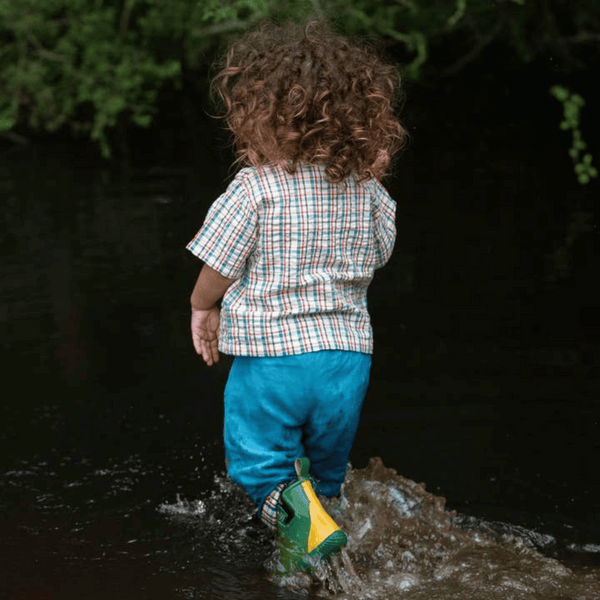 Little Green Radicals - Checked Seersucker Loose Short Sleeve Henley Top
