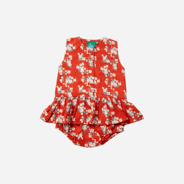 Little Green Radicals - Little Rabbits Ruffle Romper