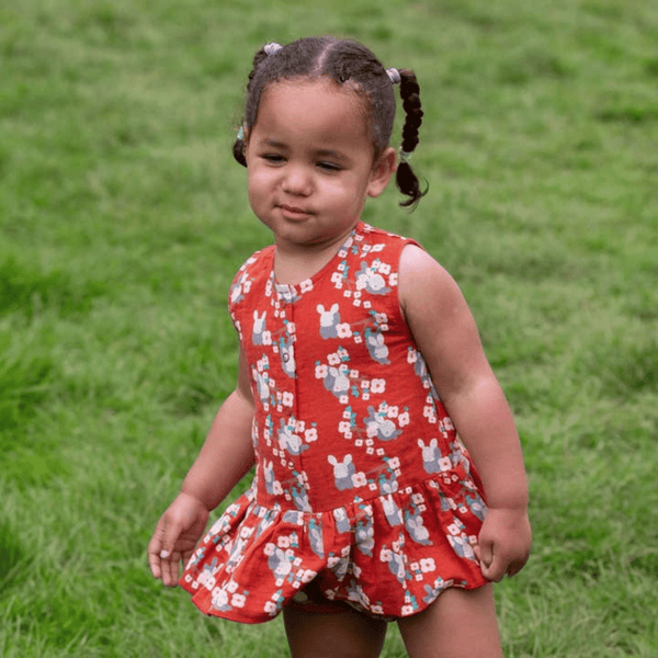Little Green Radicals - Little Rabbits Ruffle Romper
