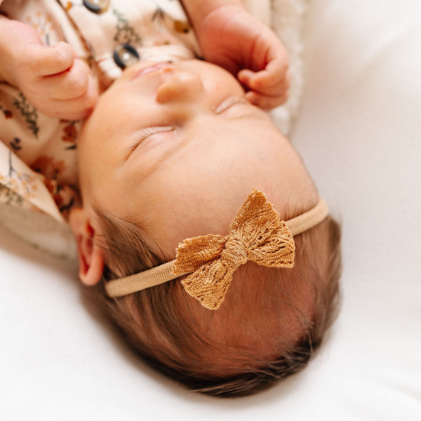 Lou Lou and Company - Lace Bow - Mini Cinnamon Lace Headband