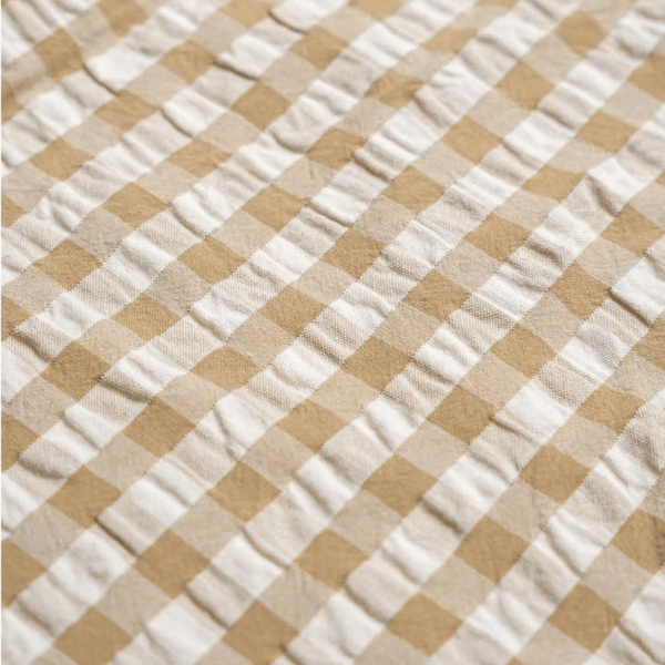 Makemake Organics - Organic Short Bubble Romper - Brown Chequered