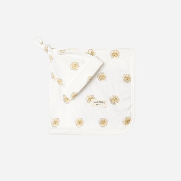 Makemake Organics - Organic Swaddle Blanket & Hat Set - Summer Sun