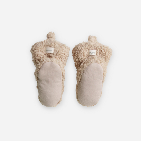 Mushie - Cozy Baby Booties - Oatmeal