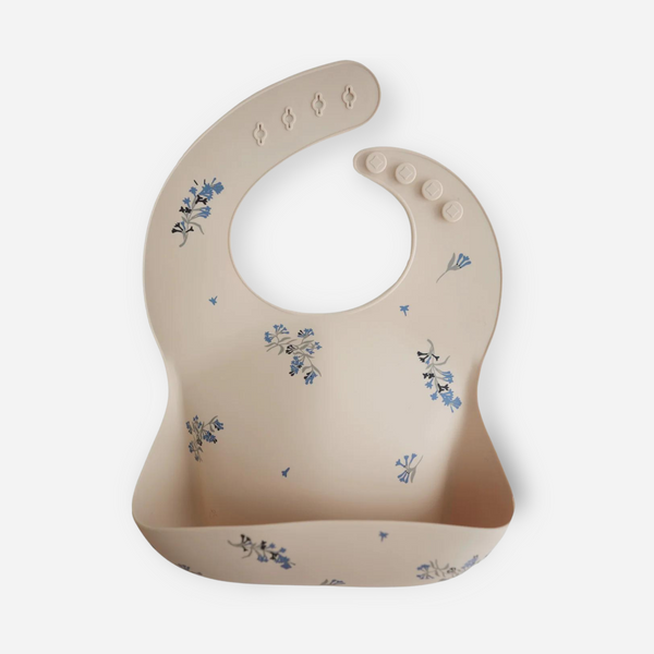 Mushie - Silicone Baby Bib - Lilac Flowers