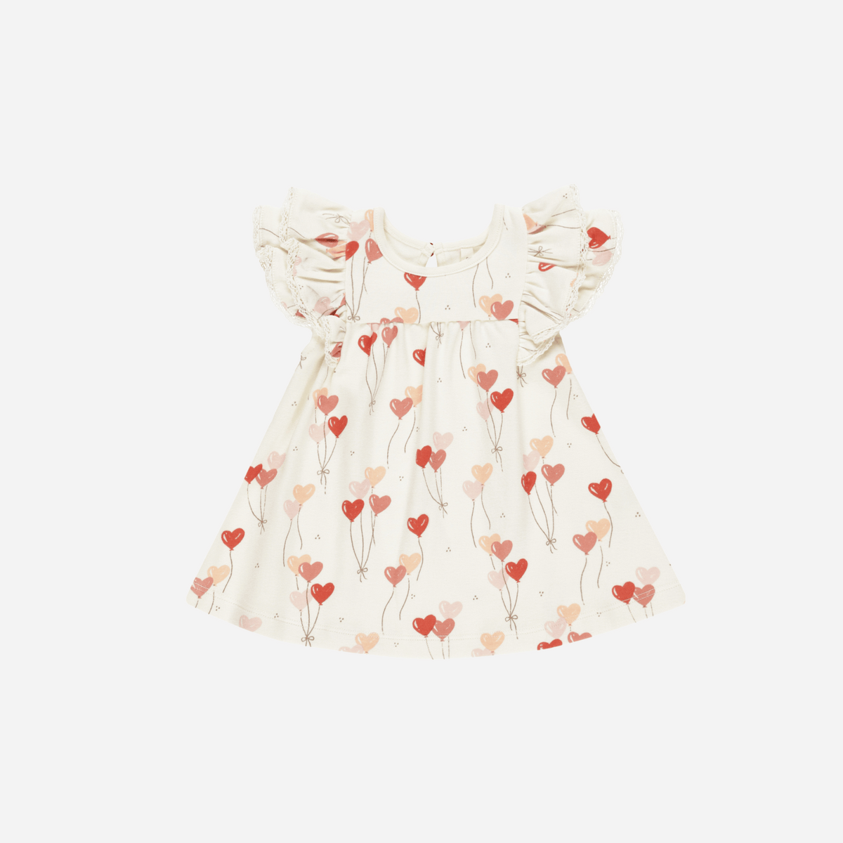 Quincy Mae Long Sleeve Flutter Dress- Cocoa Stripe