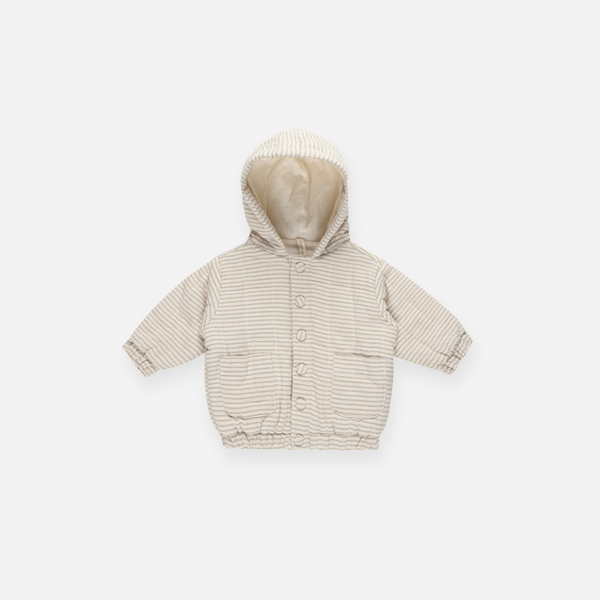 Quincy Mae - Hooded Woven Jacket - Basil Stripe