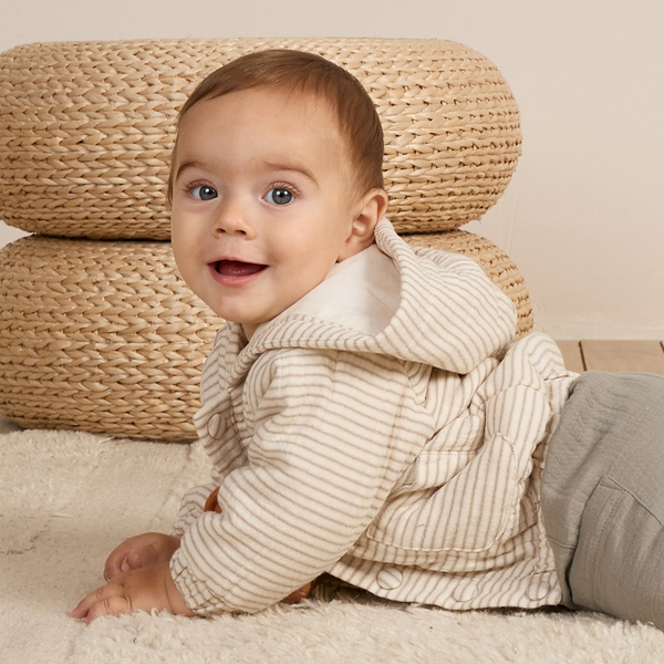 Quincy Mae - Hooded Woven Jacket - Basil Stripe
