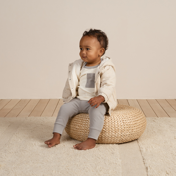Quincy Mae - Hooded Woven Jacket - Basil Stripe