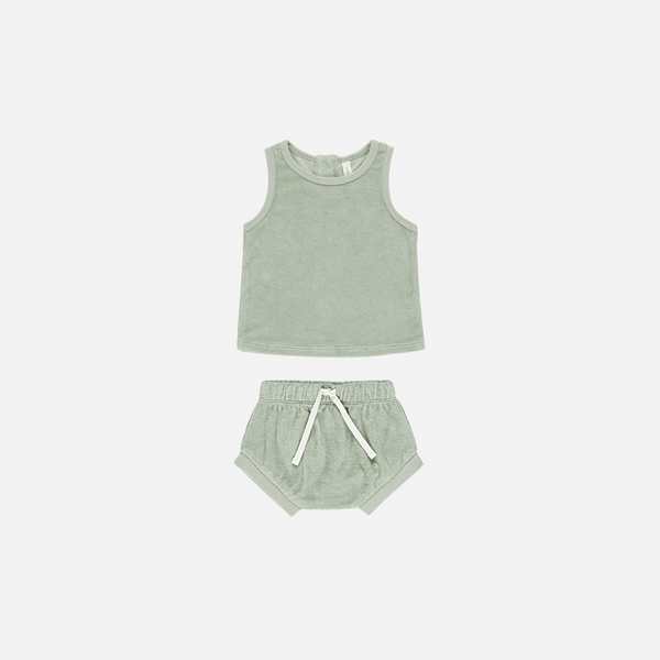 Quincy Mae - Terry Tank + Short Set - Sage