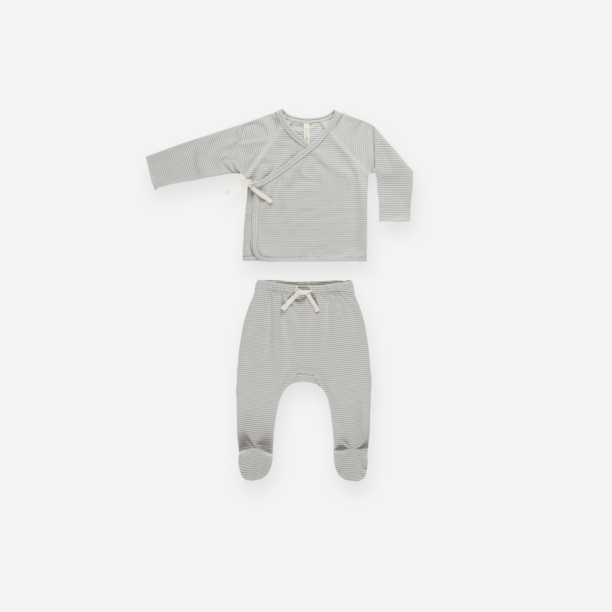 Quincy Mae Wrap Top & Footed Pant Set - Blush