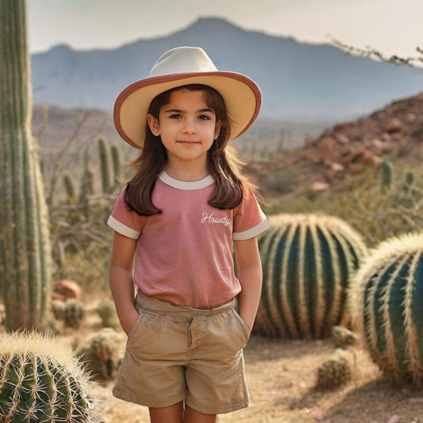 River Road Clothing Co - Howdy (Youth) Vintage Ringer - Pink