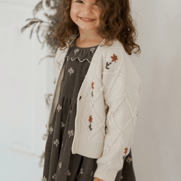 Rylee + Cru - Boxy Cardigan - Winter Floral Embroidery